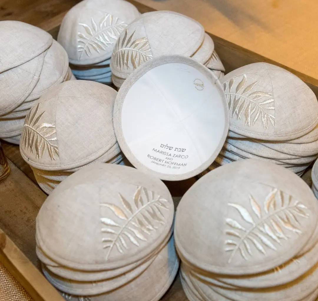 Hand Knitted Crocheted Wholesale Kippah Linen Men Women kippah Hat Jewish Linen Deluxe Jewish Kippah Yarmulke Kippot