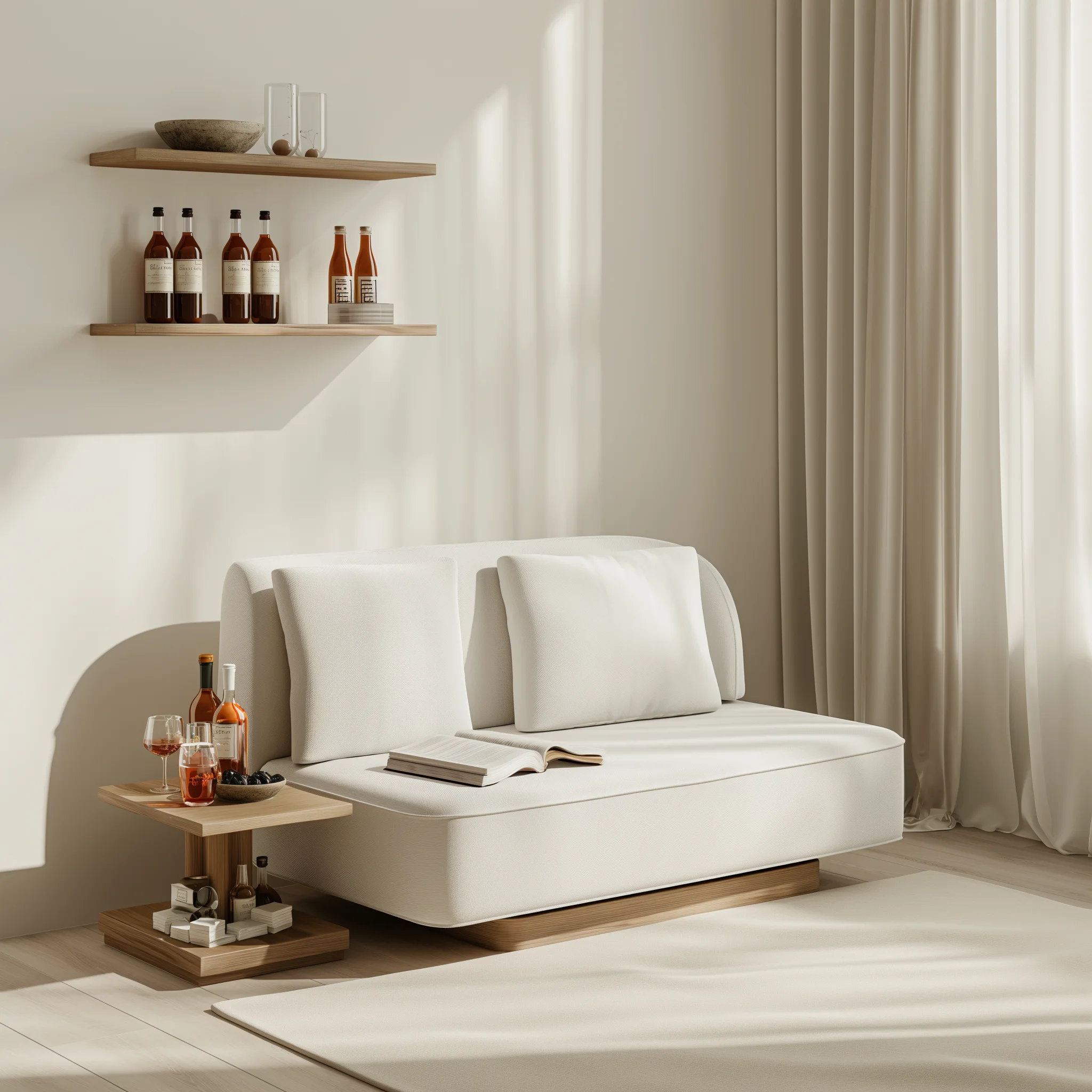Nordic Modern Luxury White Sofa Set Boucle Fabric Living Room Furniture