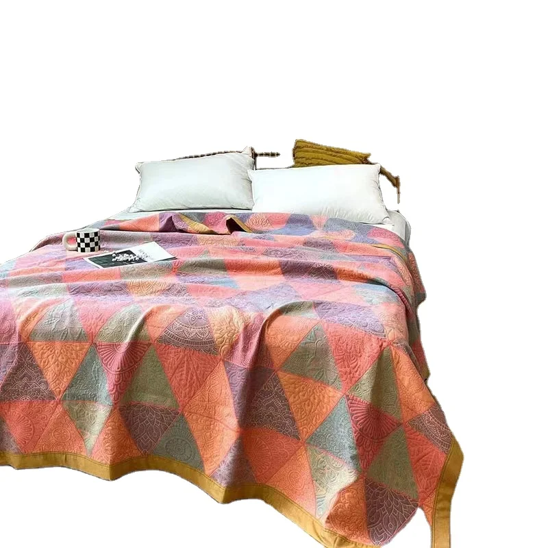 Colorful 100% Cotton Embossed Quilt Bed Cover Set Single/double/Queen/King