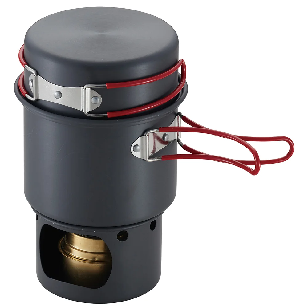 Outdoor Portable Tableware Set 4 Pcs Hard Anodized Camping Pan Pot Cookware Set