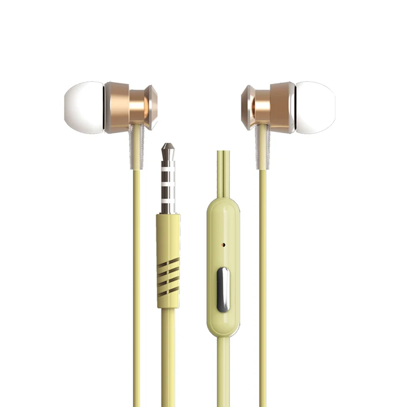 Promotional 3.5mm stereo wired in-ear metal earphone 10mm speaker sports earbud with Microphone for Iphone/Samsung/Huawei