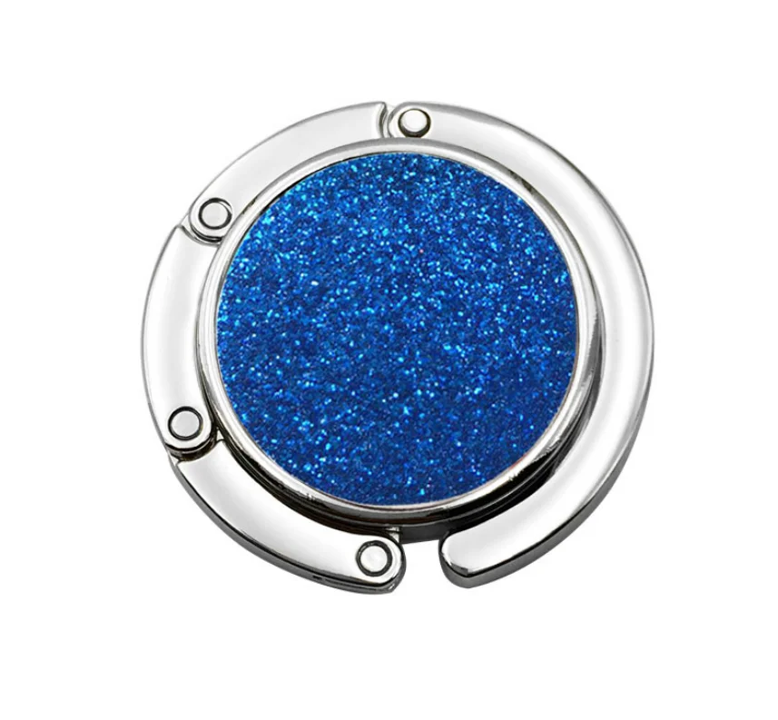 promotion sparkle folding bag purse hook handbag holder metal table top bag hanger custom logo