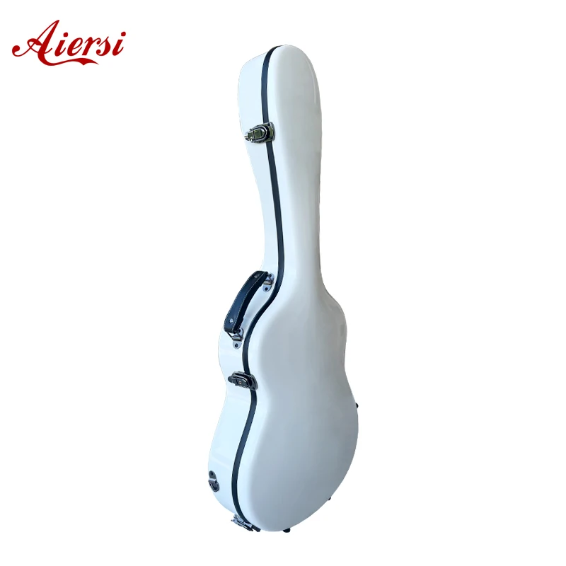 Aiersi High quality white Fiberglass guitar case with good price for classical and Acoustic guitar
