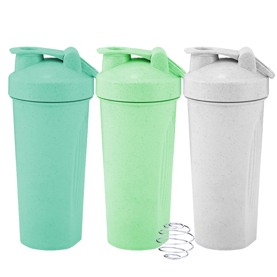 Custom Eco Friendly BPA Free Wheat Straw Sports Protine Shaker Cup Protein Shaker Bottle Gym for Protein Shakes