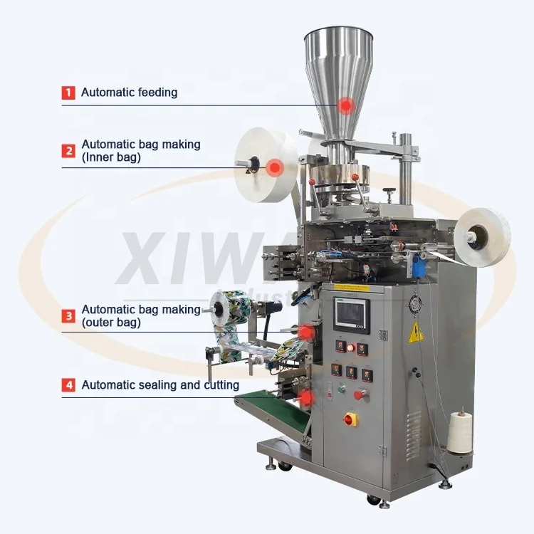 Automatic Flat Fiber Nylon Filter Paper Inner And Outer Tea Bag Packing Machine