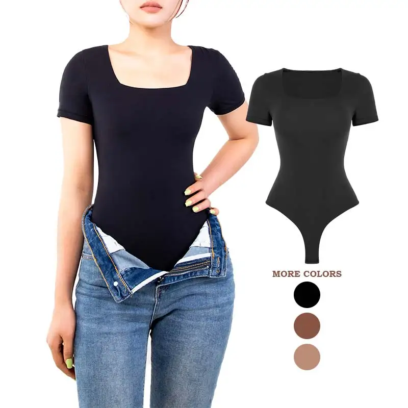 Femme One Piece Modest Jumpsuit Playsuit Bodysuit Nylon Body Shaper Solid Vintage Ribbed Shape Wear Bodysuit Shapewear For Woman