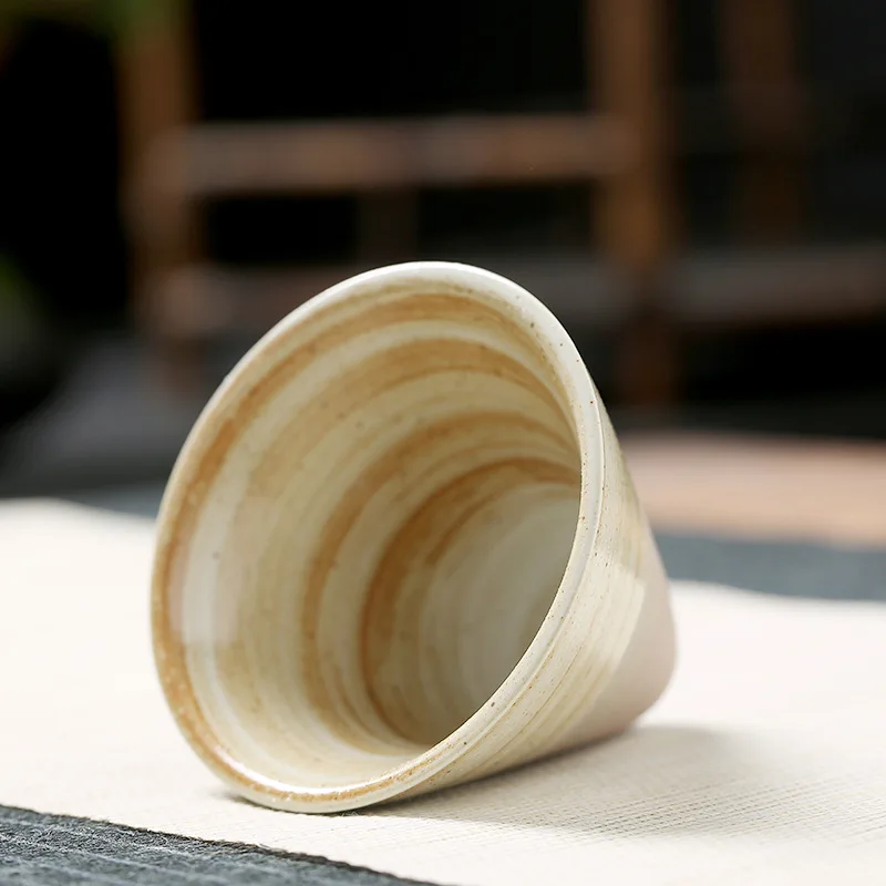 200ML Retro Coffee Cup Creative Cross-border Cups Funnel Ceramic Mugs Japanese Coarse Pottery Mug With Base
