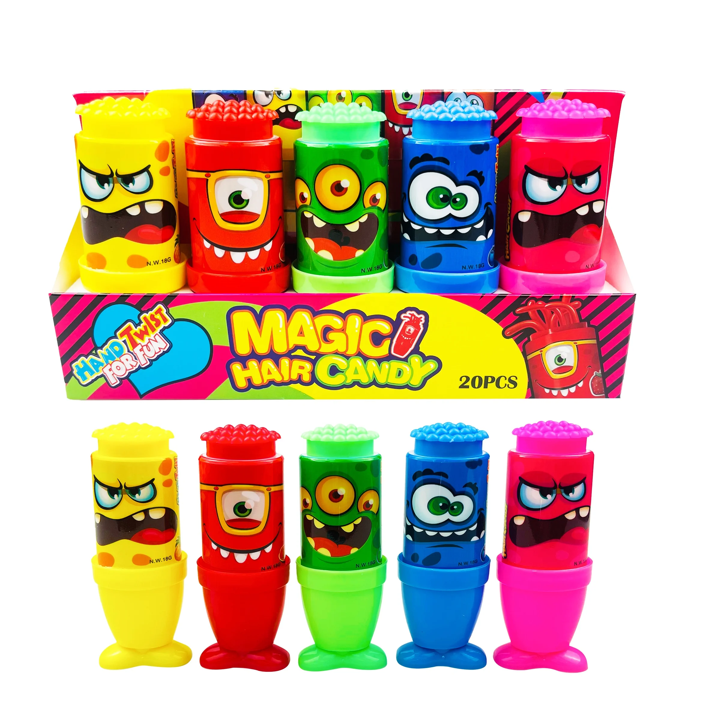 18g New Item Wholesale Crazy Magic hair Liquid Candy Fruity syrup Fruit Squeeze Jam Gummy candy OEM ODM squeeze gel candy