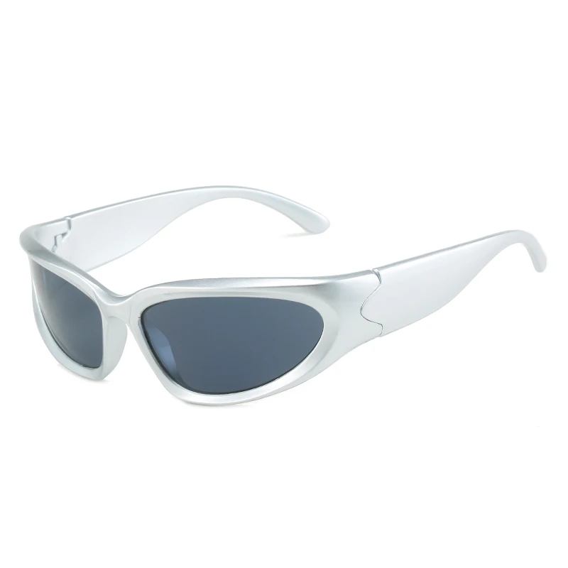 Vintage Flash Sunglasses Women Oval Wrap Sports Sun Glasses Mirrored UV400 Driving Cycling Glasses Dark Futuristic Shades 20896