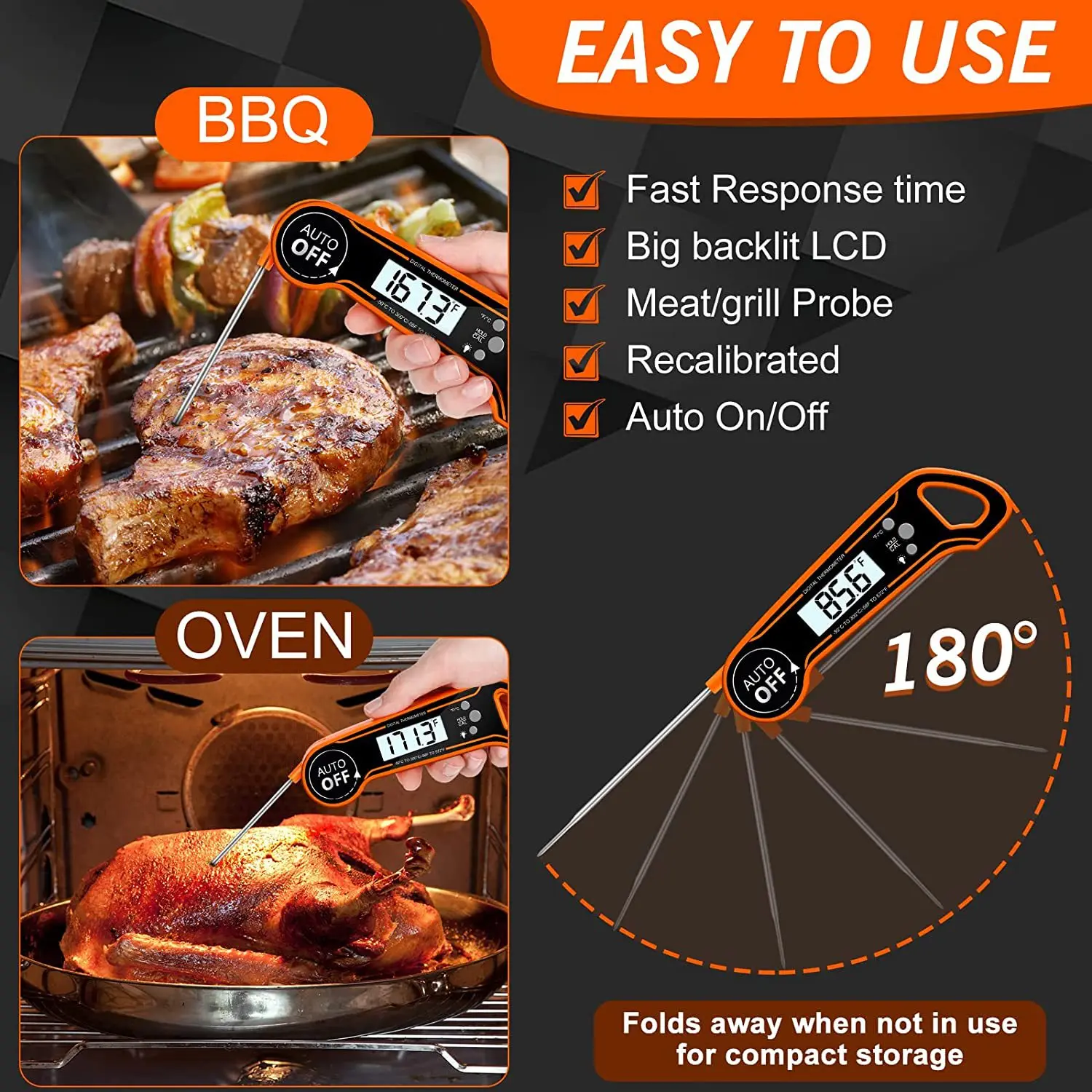 Digital Kitchen Thermometer Plastic Digital Oven Thermometer for Household Use