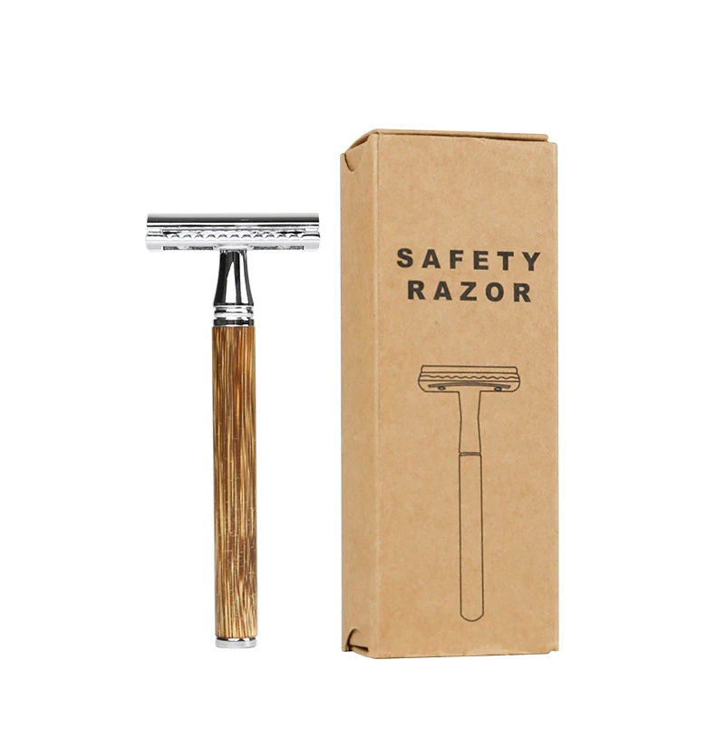 Customized Natural Zero Waste Wood Bamboo Handle Safety Razor Double Edge Shaving Safety Razor