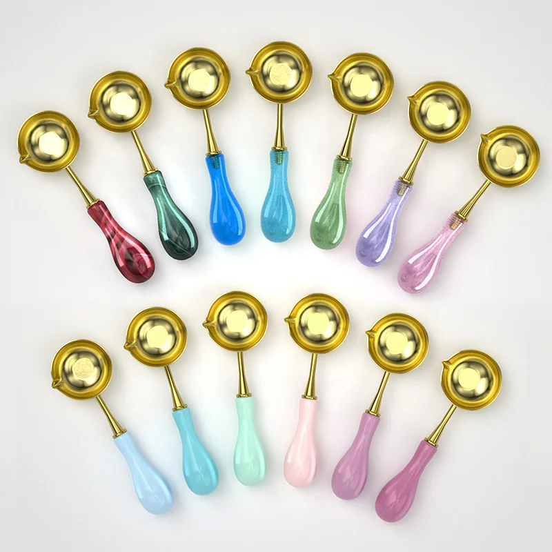 wooden handle sealing wax melting spoon for wax seal beads