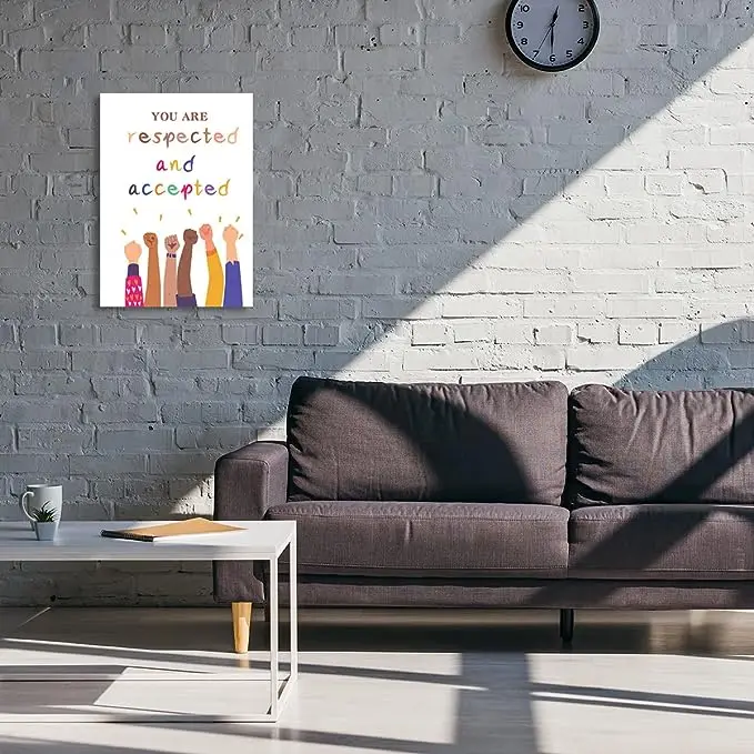 You Are Respected and Accepted Positive Canvas Prints Framed Wall Art Painting Ready to Hang for Kids Nursery Classroom