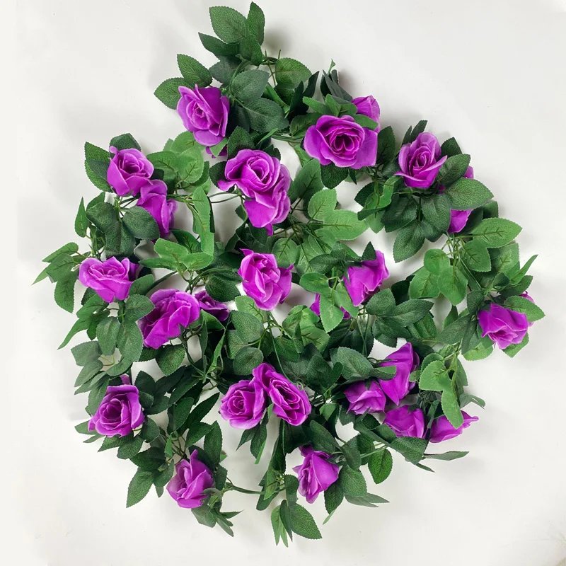 Flower Garland Rattan Rose Vine Artificial Flowers Hanging Rose Ivy Garland for Room Wall Decor