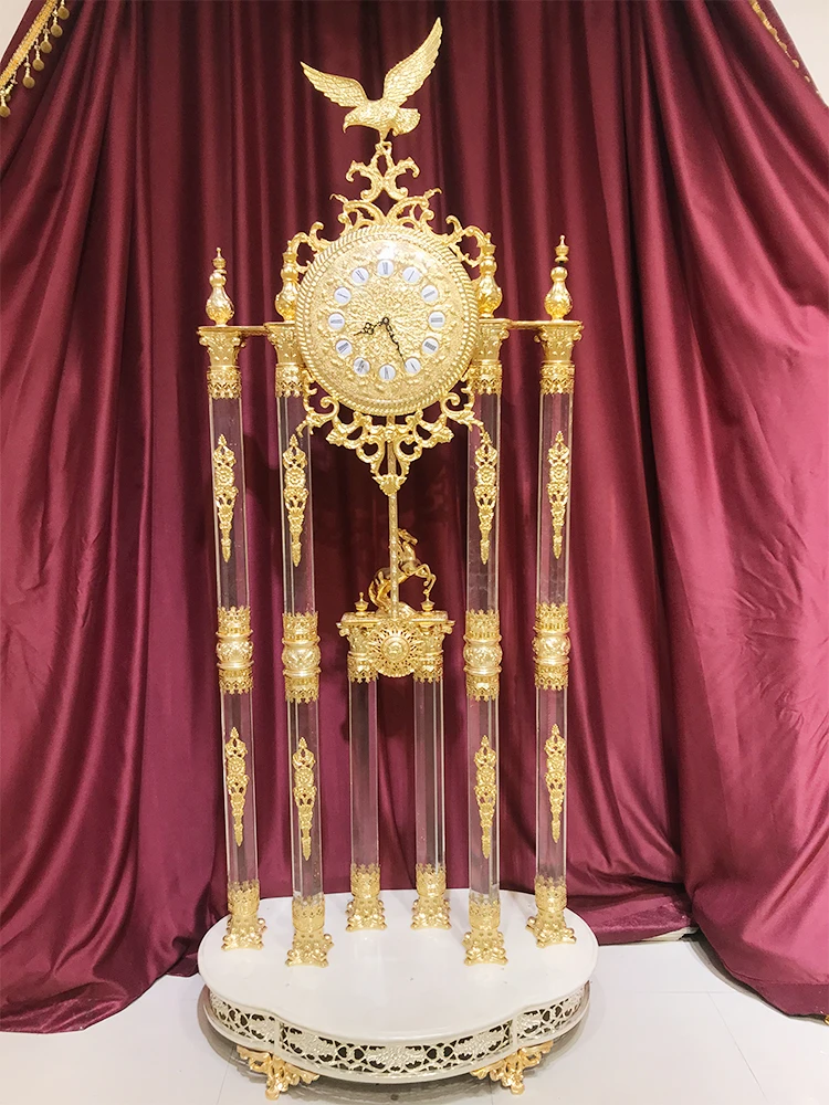 Прямая поставка с завода высокое качество стоячие антикварные роскошные золотые напольные часы для гостиной