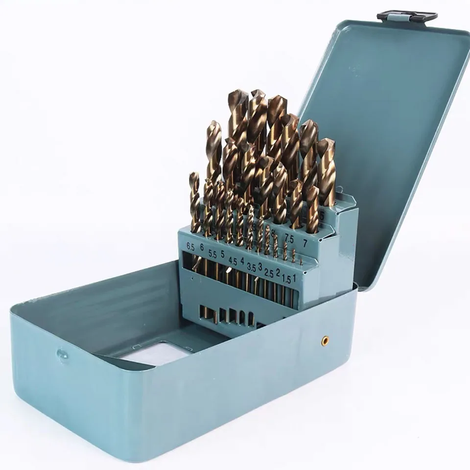 Durable M2 Hss Roasted Jute Drill 25pcs Straight Shank Twist Drill Bit Set