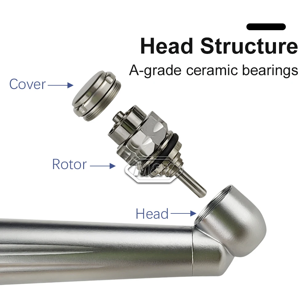 Dental 45 Angle Ring Shadowless Light LED Surgical High Speed Handpiece Push Button Single Water Spray E-generator Air Turbine