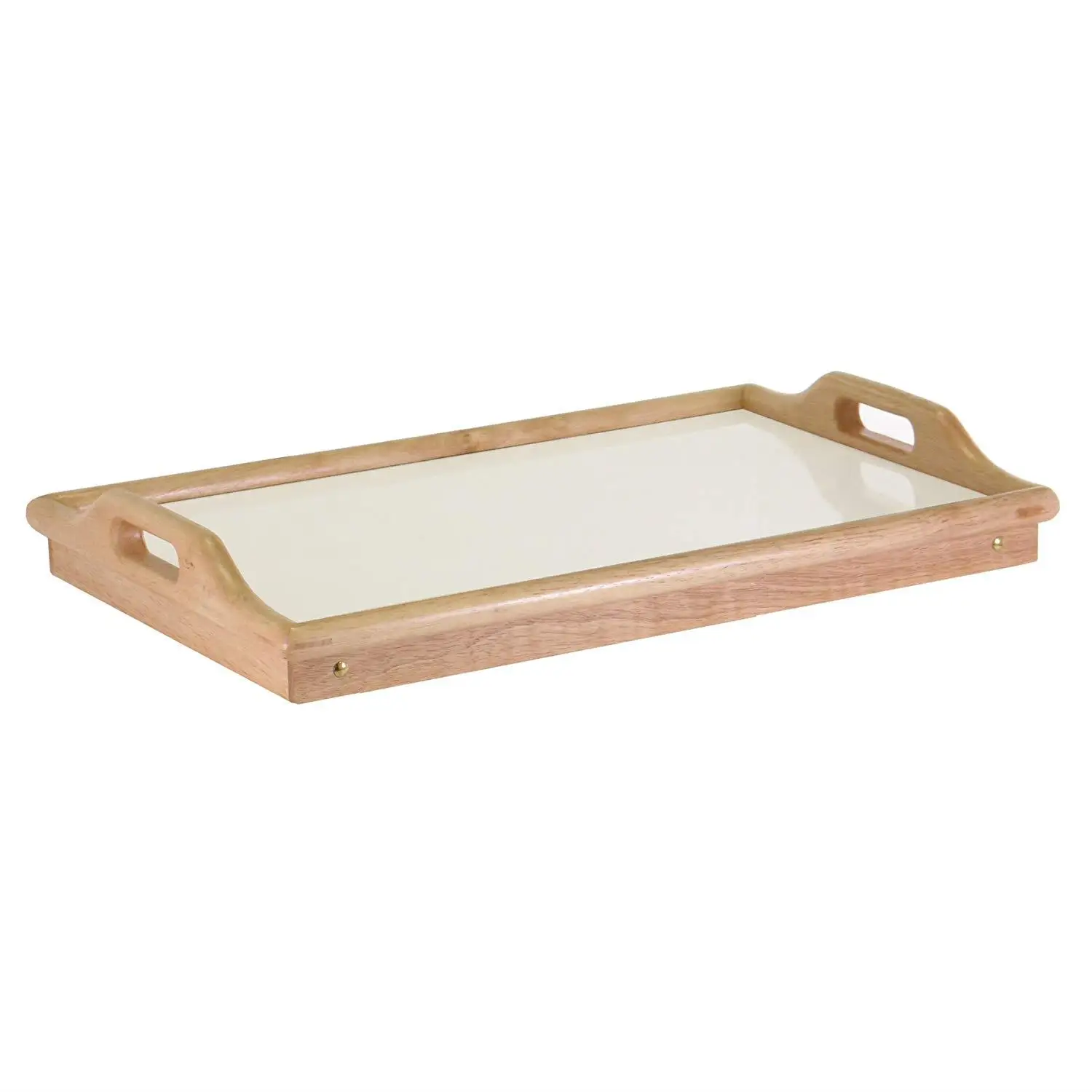 Wood Bed Tray Bamboo Serving Tray with Handle and Foldable Leg