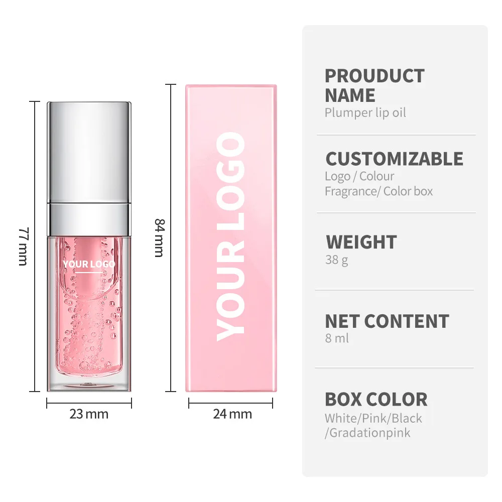 Private Label Waterproof Lip Stain Gloss No-Sticky Hydrating Lip Oil Long-Lasting Moisturizing Transparent Plumping Lip Oil