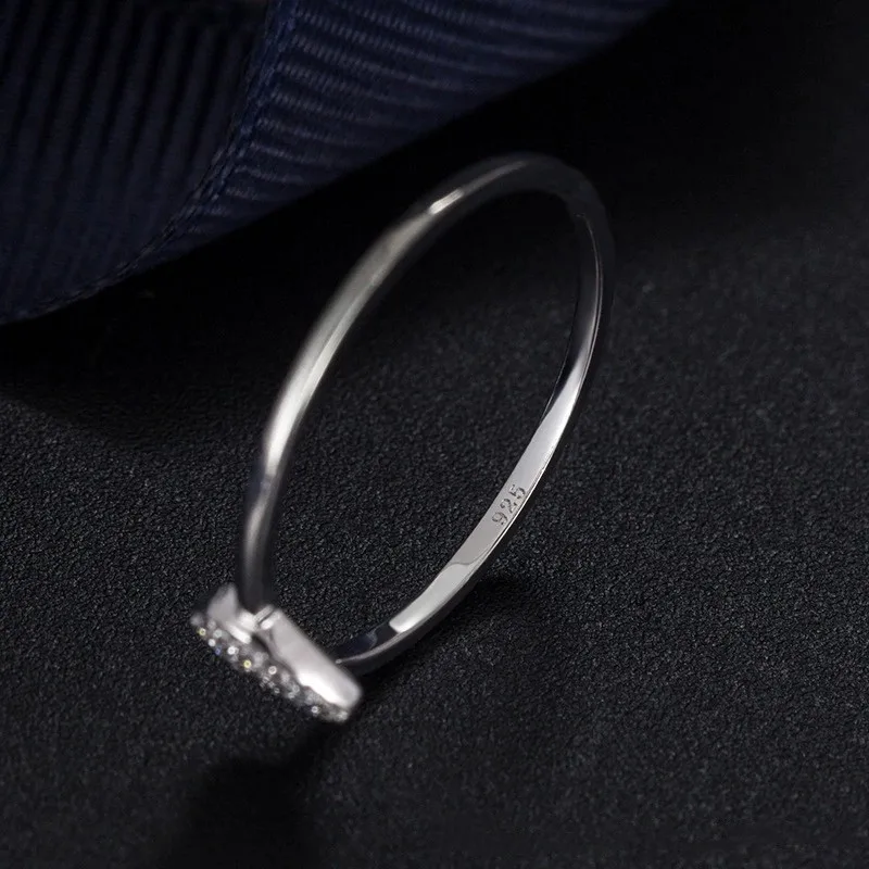 Fine Jewelry Ring Classic Simple Heart Shaped Cubic Zirconia Engagement Ring Women Sterling Silver Rings For Girls Beautiful