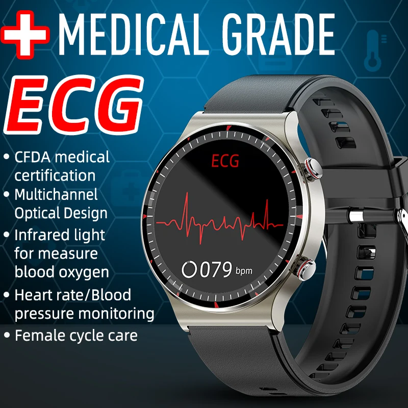 Medical Health CFDA Tracker Smartwatch Blood Oxygen Monitor Waterproof IP67 Health Sport Smart Watch  With ECG PPG SPO2 HRV