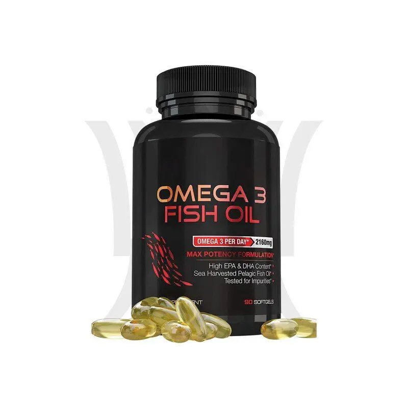 
Omega 3 Fish Oil Supplements Max Potency Burpless Lemon Flavored Capsules - Essential Fatty Acids Supplement for Heart 