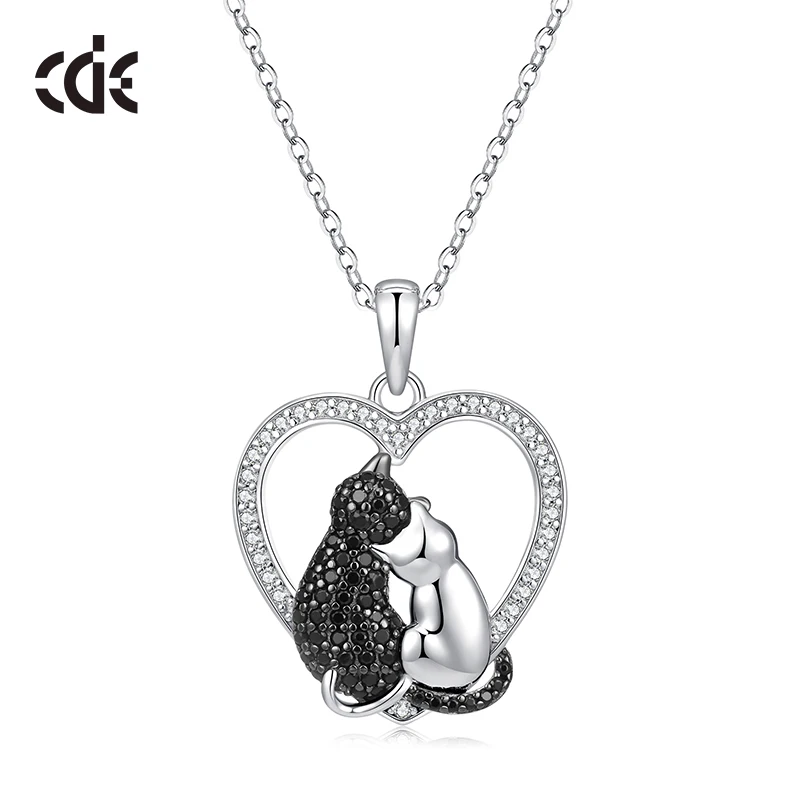 CDE Cat Jewelry 925 Sterling Silver Cat Pendant Necklace Women Animal Jewelry