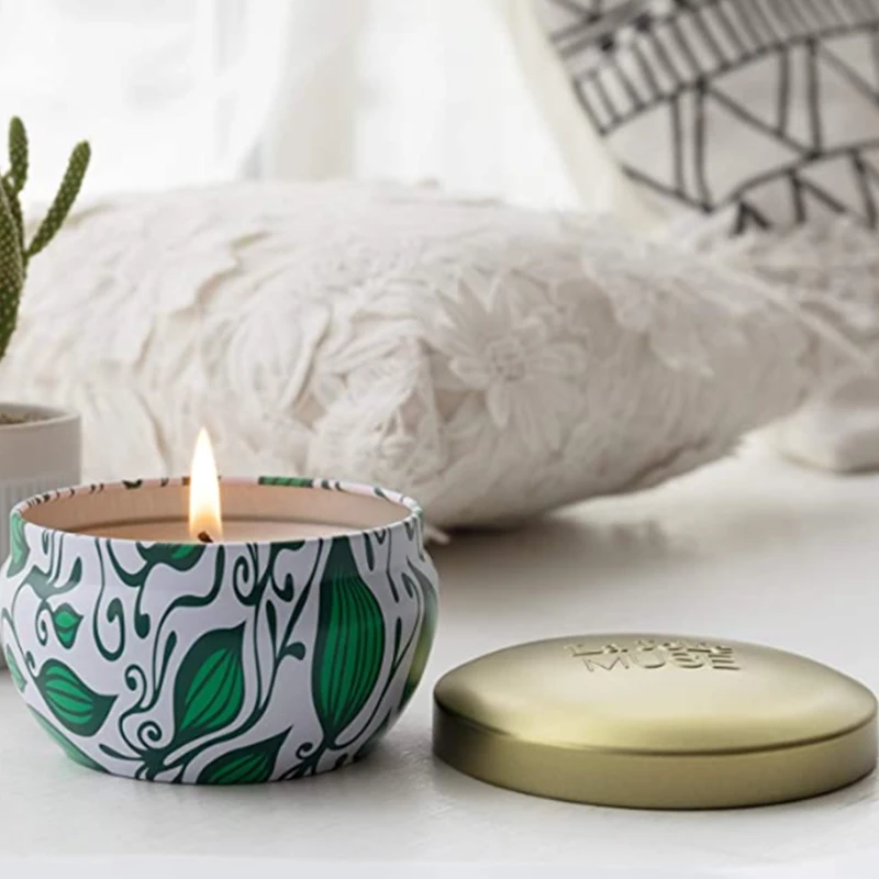 Mini Silver Travel Tin Box Handmade Natural Soy Wax Scented Candle Rose Home Decoration Packing Wholesale Cheap Custom Print