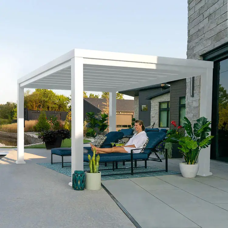 10x10 13x10 13x13x13 20x13 футов OEM Pergola Современная наружная биоклиматическая алюминиевая моторизованная жалюзи стальная беседка