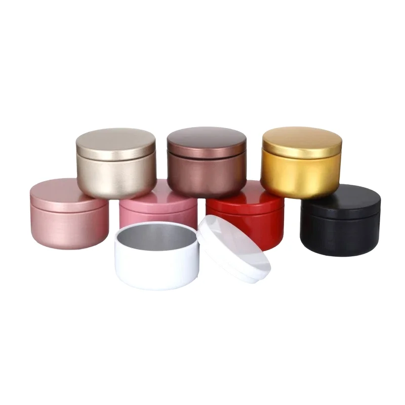 in Stock Custom round 50ml 2oz Metal Container Red White Black Gold Color Tea Tin Cans Aluminum Jars for Skin Care Cosmetic Use