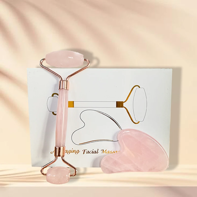 2024 Best Sellers High Quality Facial jade roller Massager Rose Quartz roller Tool Set Jade
