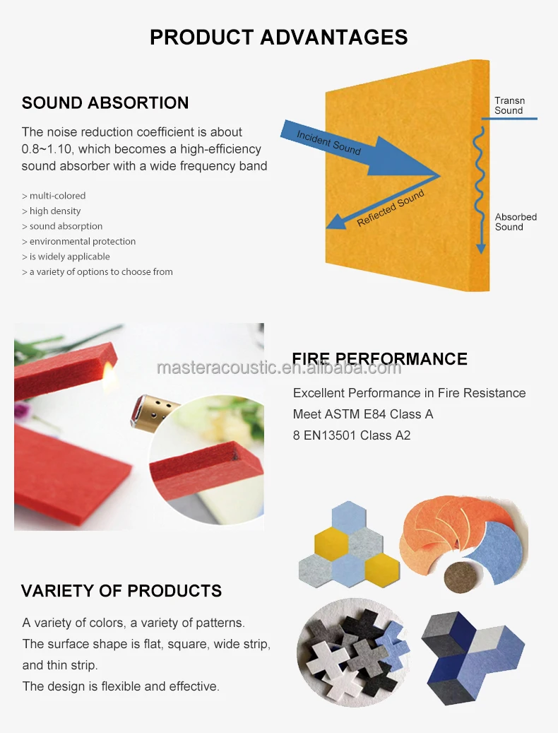 Master Acoustic Leisure Area Decoration Flexibly Divides Space Pet Screenhanging Polyester Felt Wall Panels Room Dividers