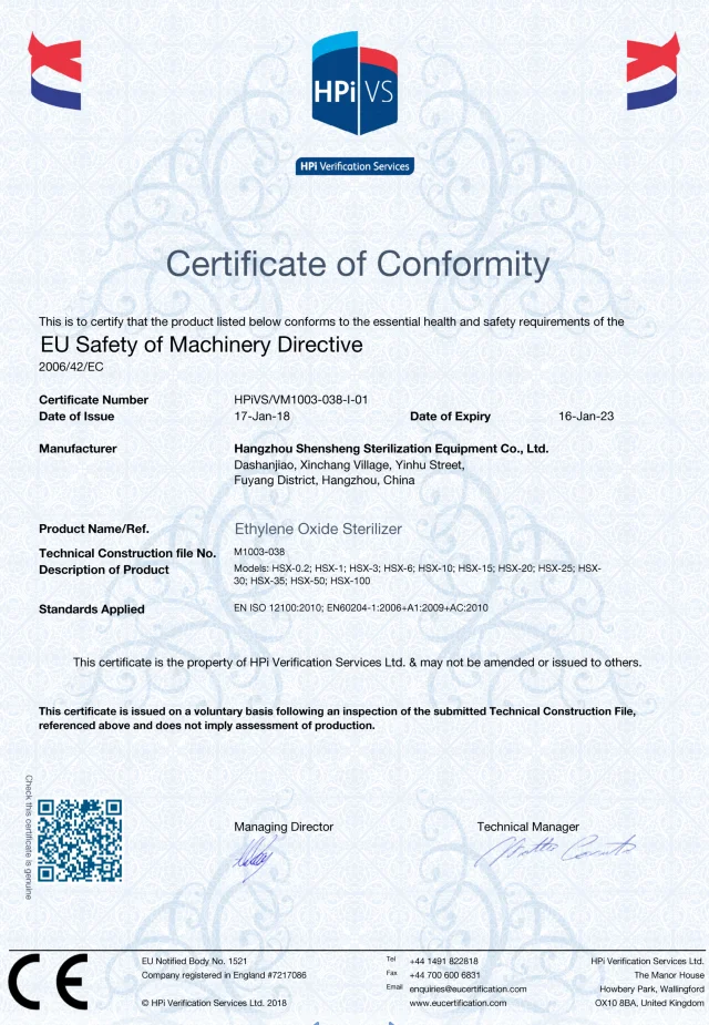 CE Certificate EO Sterilization Machine EO Sterilizer