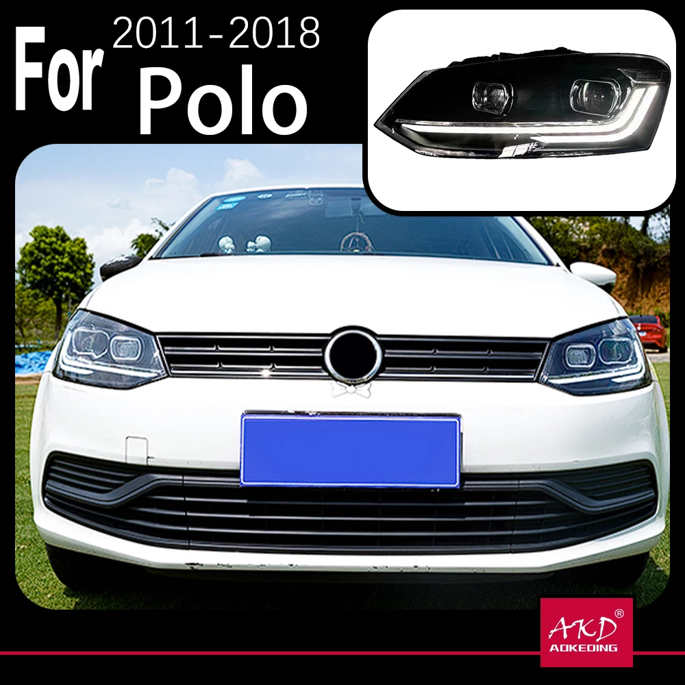 AKD Car Styling  For VW Polo 2011-2018 HeadLight 2022 Style Replacement DRL Daytime lights Lighthouse Projector Facelift