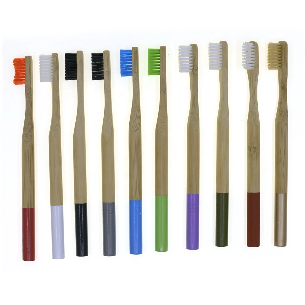 Round Handle Design Bio-degradable Eco-friendly Medium Firmness Bristles Bamboo Toothbrush for Hotel / Home
