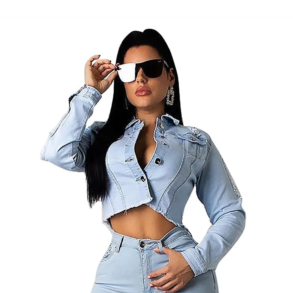 Women Clothes Vendor wholesale veste en jean femme fashion washed jean jacket for women