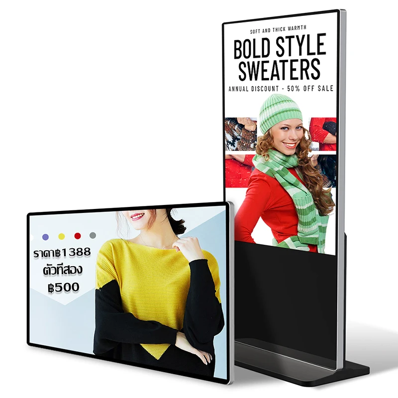 4K Dual Screens Totem Android Windows Floor Stand Touch Screen kiosk Double Sided Digital Advertising Player