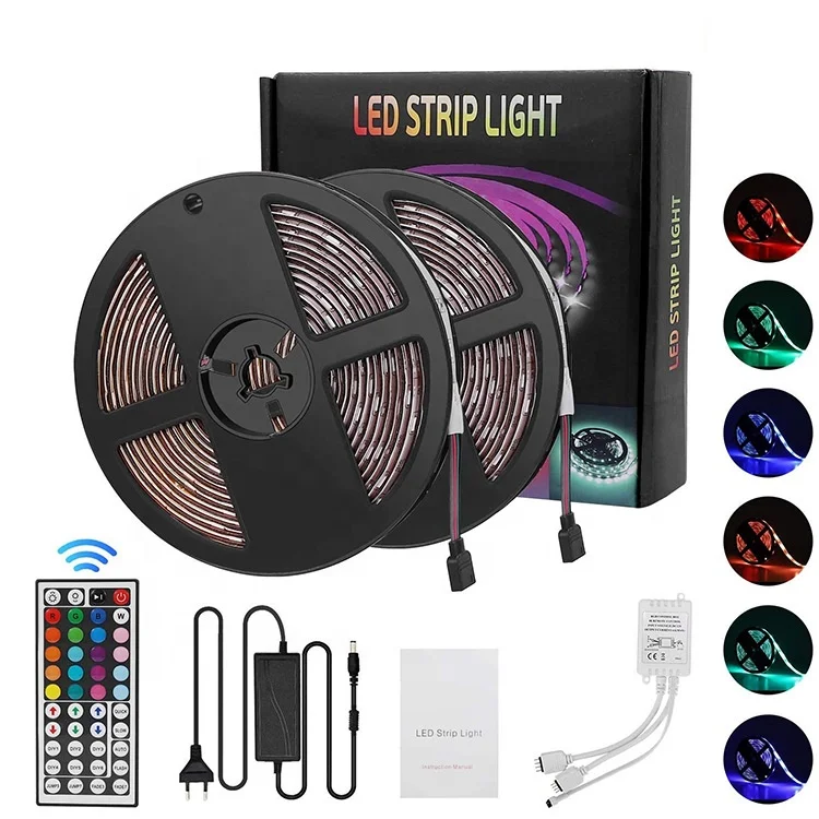 12V 5M 300leds Color Changing Waterproof 5050 RGB LED Light Strip Kit with 44 key ir remote controller & 12v 5a power adapter