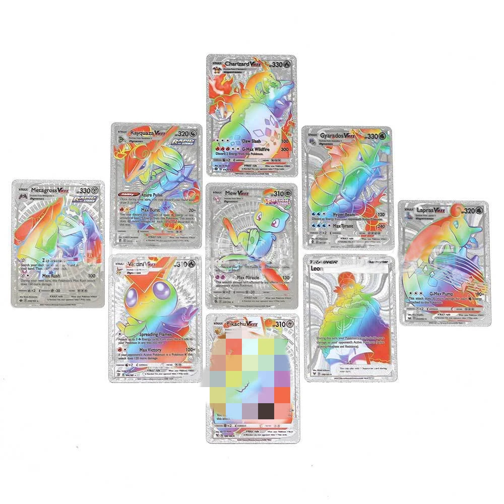 Wholesale Popular 55pcs/box Foil Poke Mon Card English French Spanish Germany Gold Foil Pokemoned Game Card