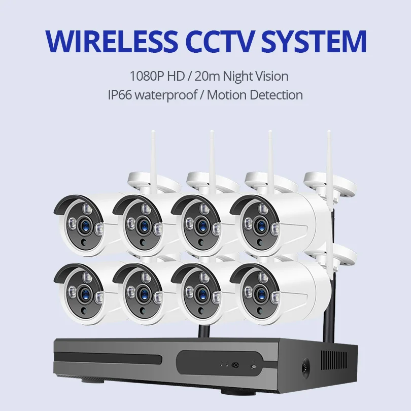  H.265 8CH 1080P Беспроводной NVR Kit CCTV уличная система видеонаблюдения обеспечивают домашнюю безопасность