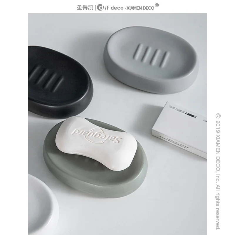 Ceramic Matte Tray Bar Holder Box for Shower Kitchen Container Box Bathroom Oval Soap dish