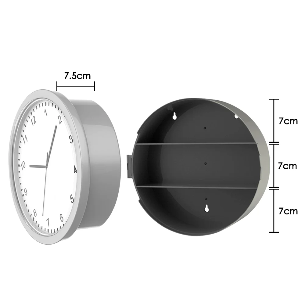 Hidden Working Wall Clock Three Compartment Shelf Diversion Safe Secret Stash Valuables Security Container Organizer