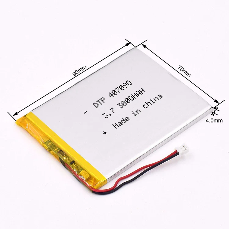 Литий-полимерная аккумуляторная батарея глубокого цикла DTP 407090 3,7 в 3000 мАч, литий-полимерные батареи, аккумулятор для лампы