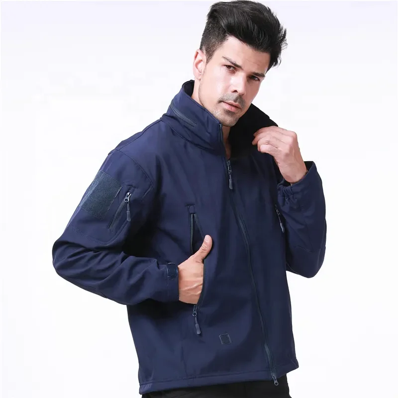 Blue tactical jacket cotton padded soft shell waterproof rain gear hunting jacket hunting puffer jacket