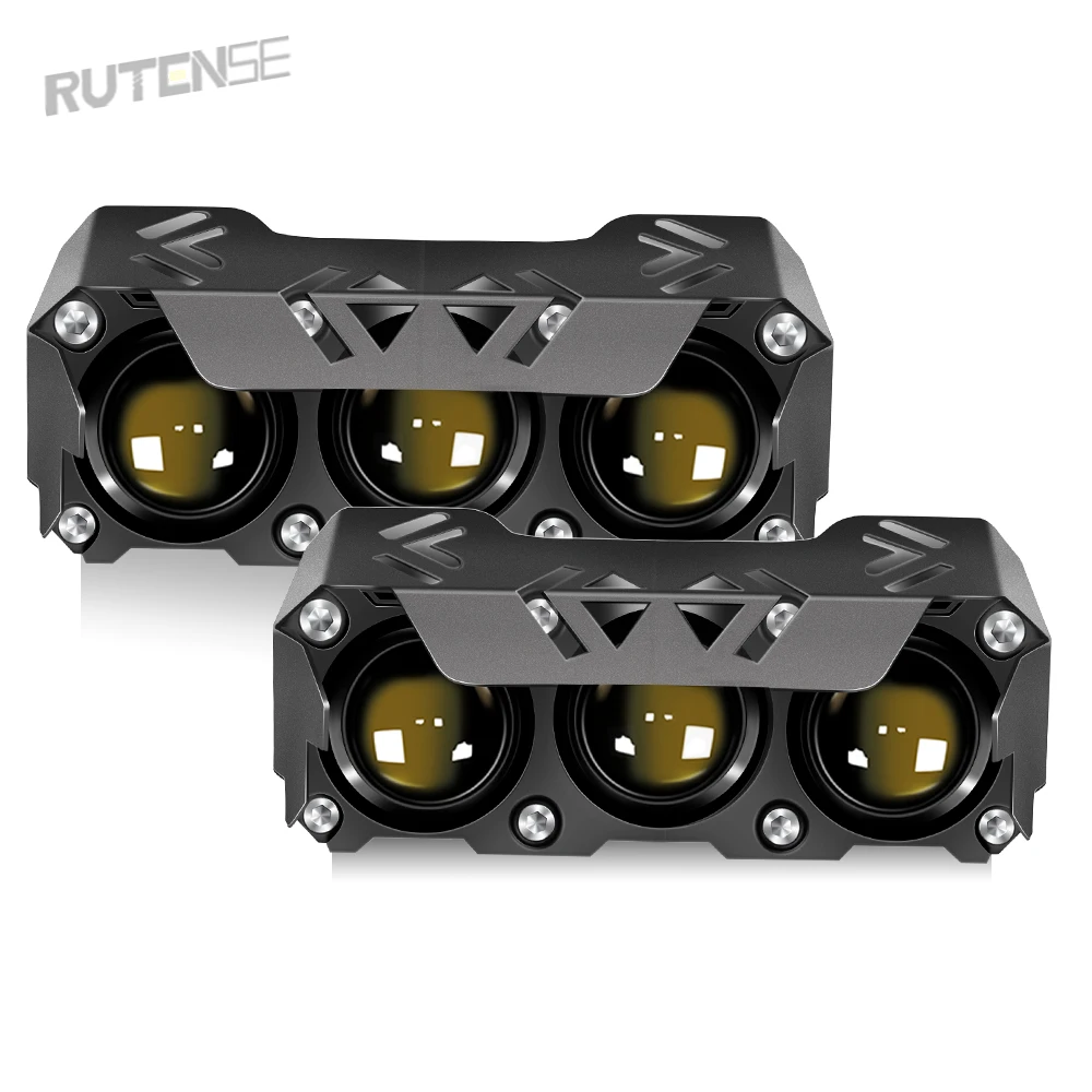 RUTENSE high quality auto led bulb 3 lens car head lamp motorcycle led headlights 24W white yellow car lights