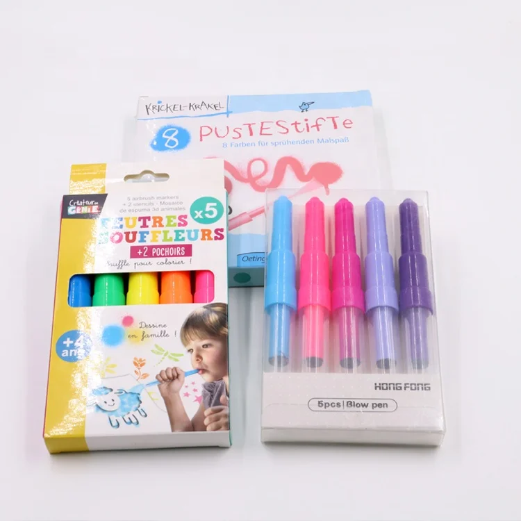 Promotion multi color non toxic jumbo magic blow pen spray water color art marker air brush pen set (62069359734)