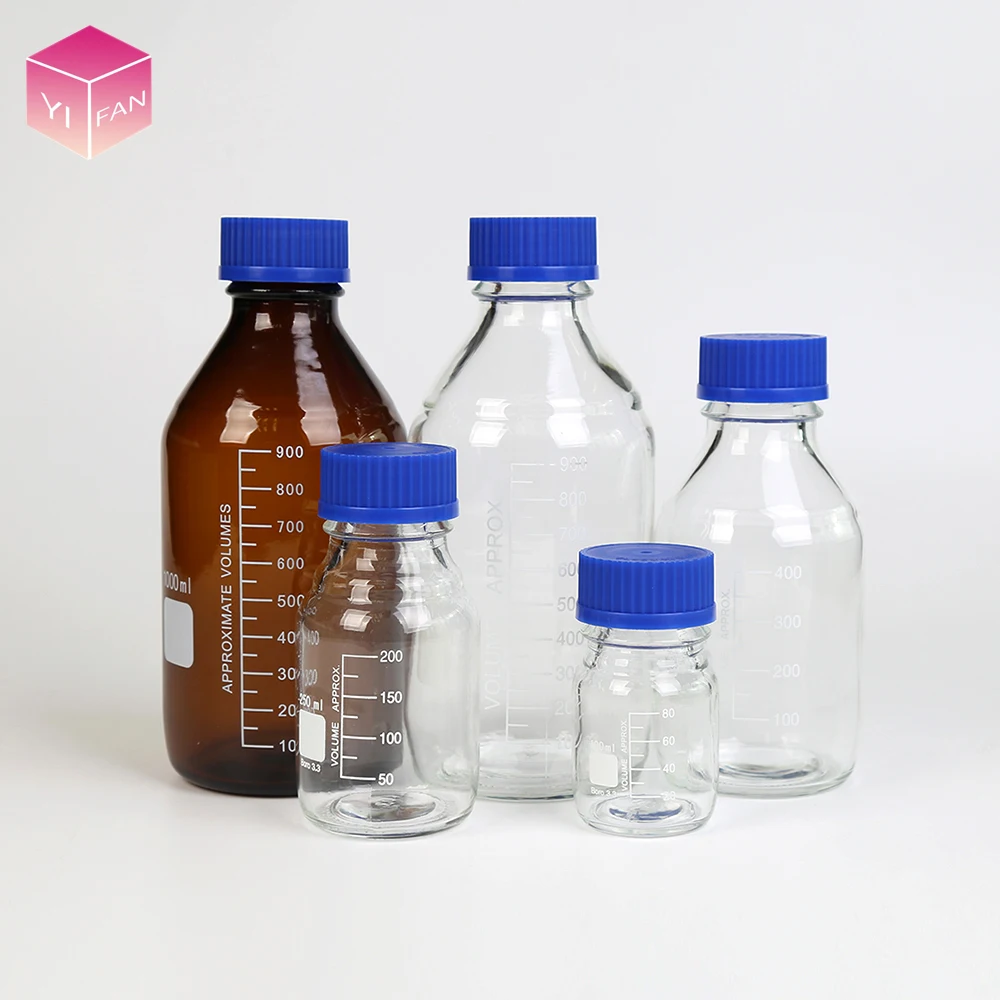 LANJING 3.3 100-2000ml Glass Reagent Bottle with Blue Cap