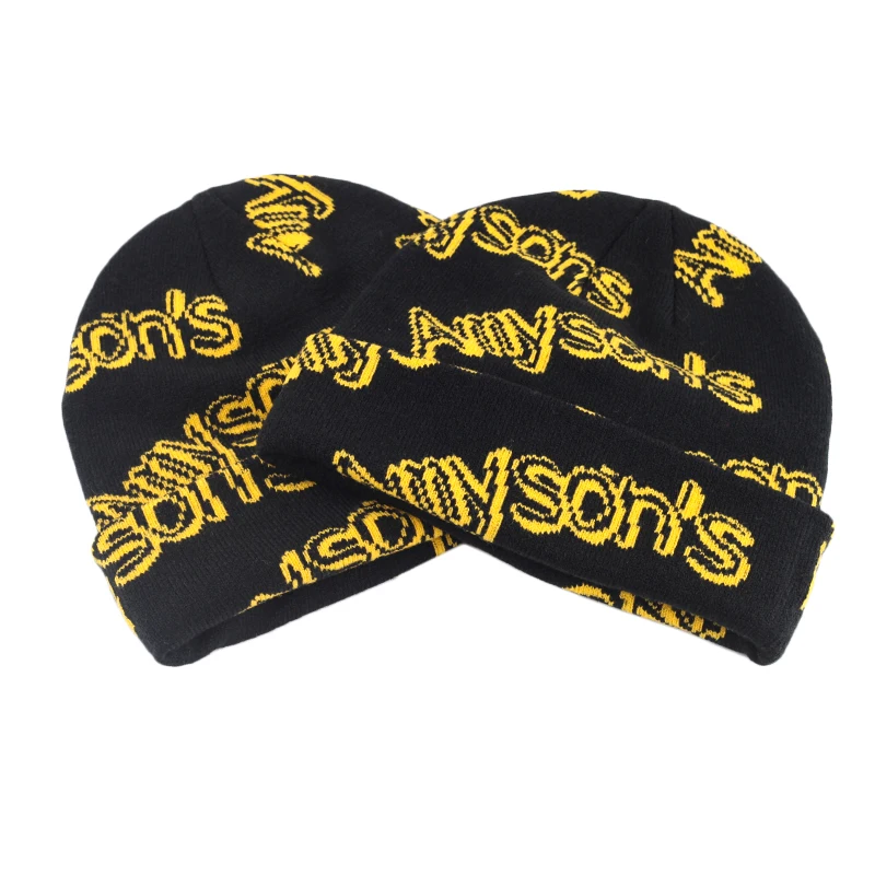 Colorful New Style Support Sample Jacquard Beanie Winter Hat cuffless Beanie acrylic knit Custom Beanie Hat