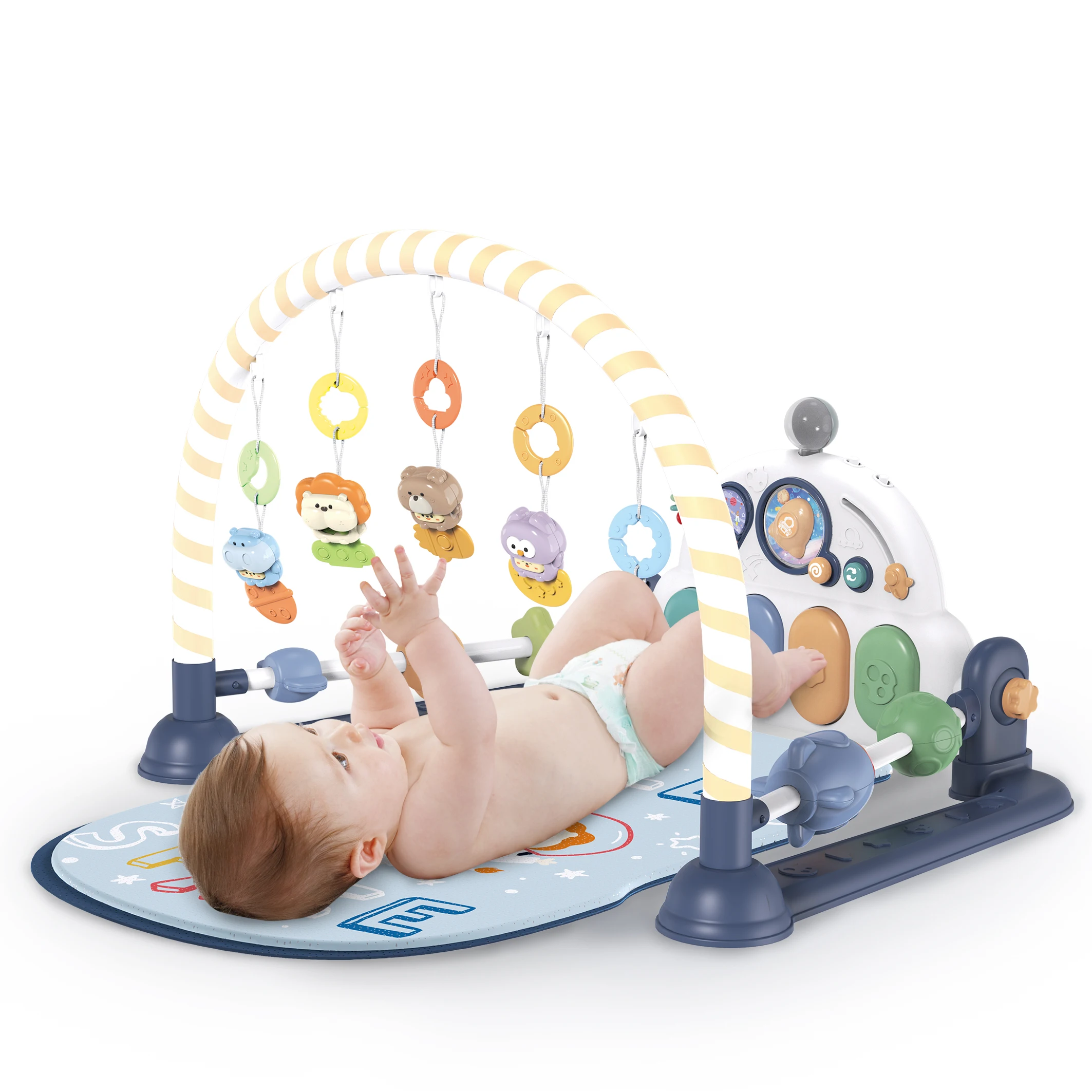 FiveStar Baby Toys Blanket Baby Play Piano Gym Mat Musical Baby Play Mat Piano with Animal Rattle Toys for Kids Boys Girls