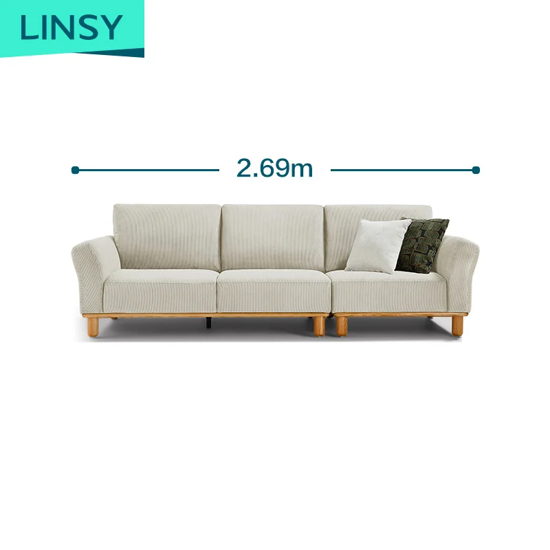 Linsy wood sofa Northern Europe ash wood living room combination fabric sofa